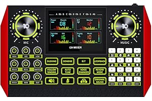 Audio Mixer, Sound Board for Pc/Phone Live Streaming Singing Gaming, Podcast Mixer for 3.5/6.35mm Dynamic Microphone, Live So
