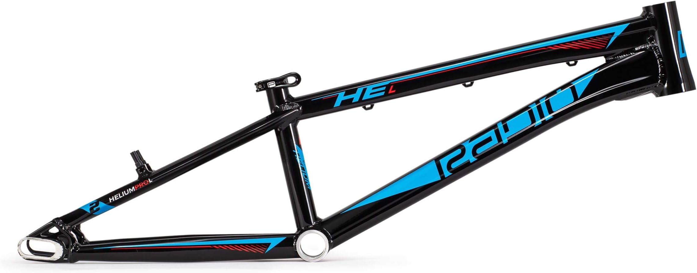 Radio Raceline Helium Pro L BMX Frame: 20.9" Top Tube Length, Black and Cyan