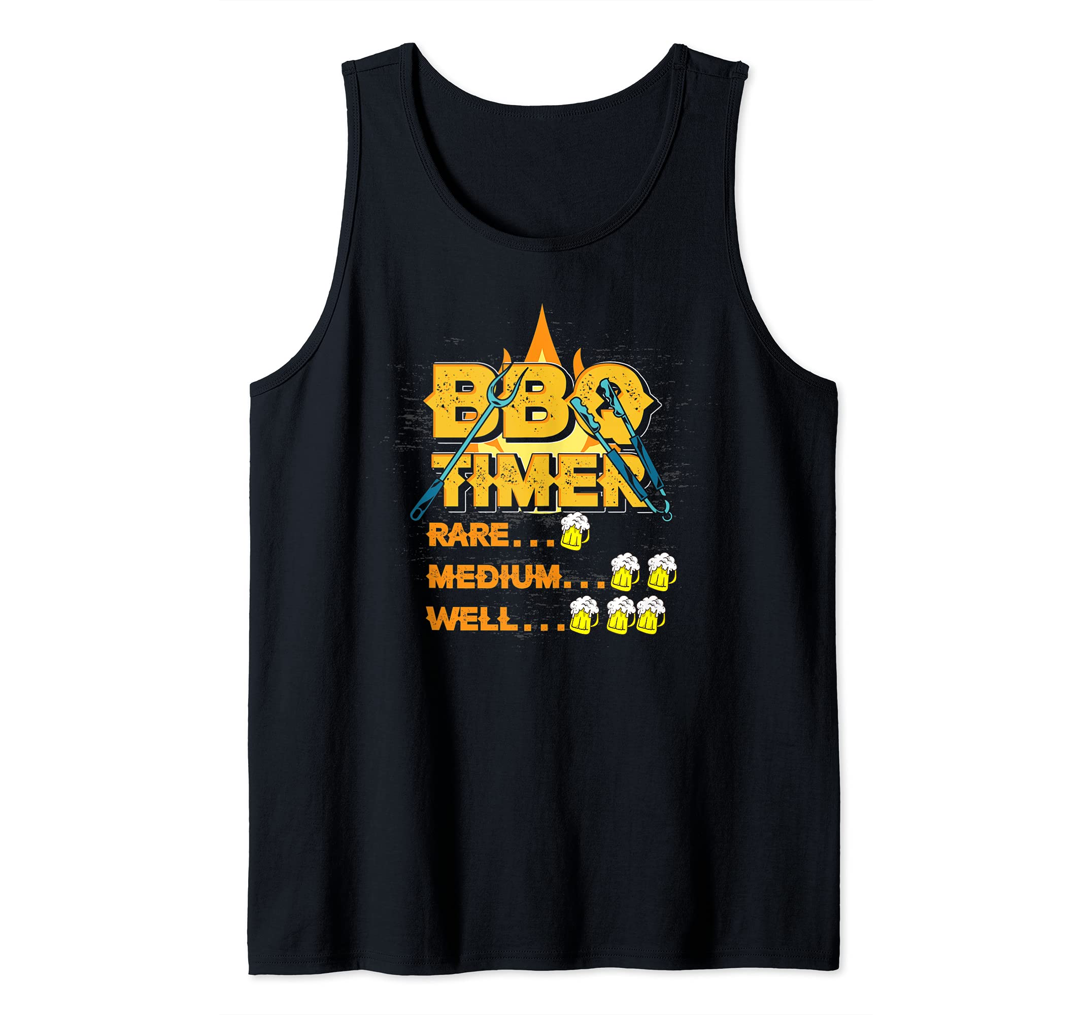 BBQ Timer Rare Medium Well Funny Beer Lover Grilled Barbecue Tank Top