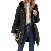Wiepux Women's Winter Putter Coat Warm Fleece Lined Down Jacket | Windproof, Fur Lining, Zipper Pockets, Slim Fit, Quilted Parka, Hooded Outerwear, Long Snow Ski Coat, Commute, Daily Wear