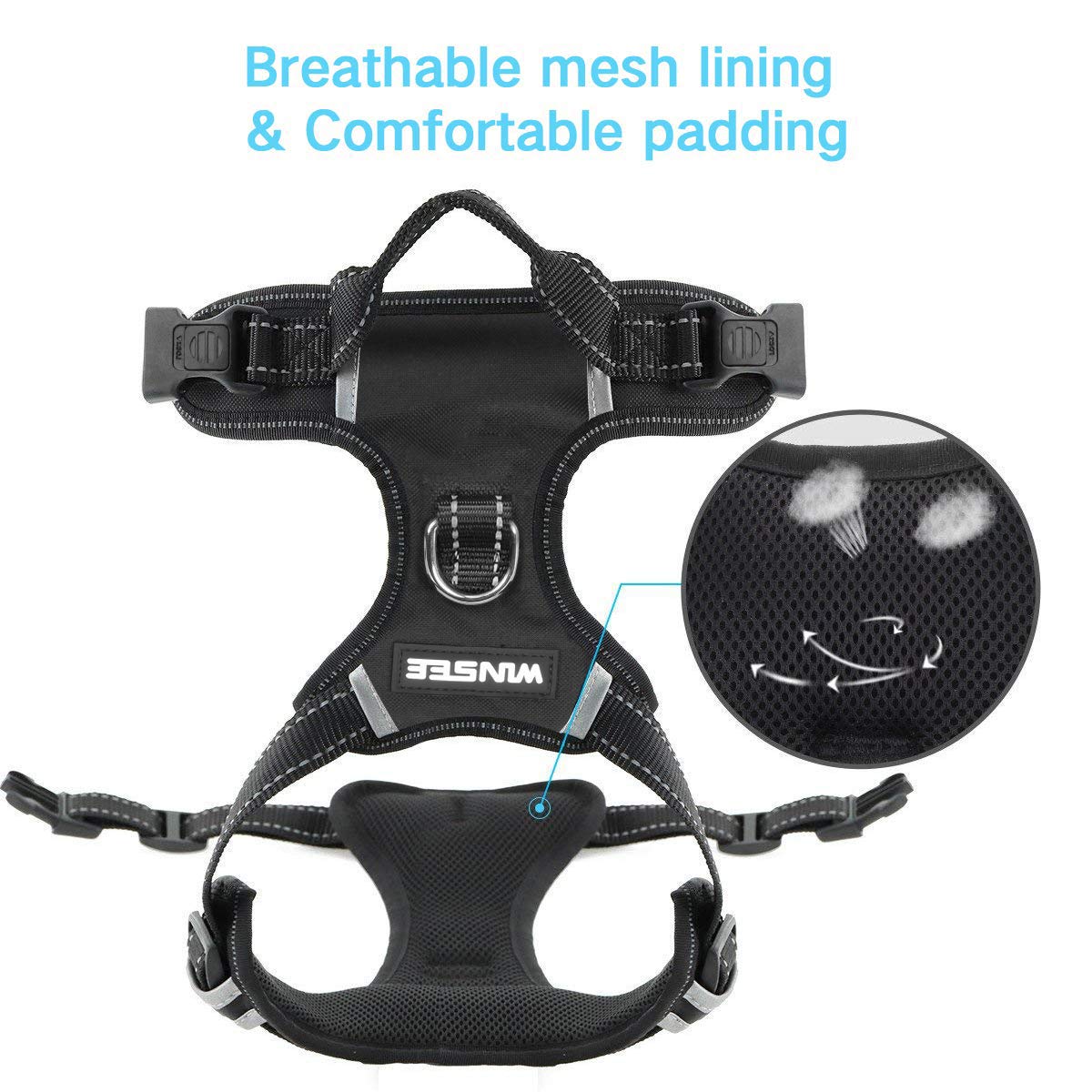 WINSEE Dog Harness No Pull, Pet Harnesses with Dog Collar, Adjustable