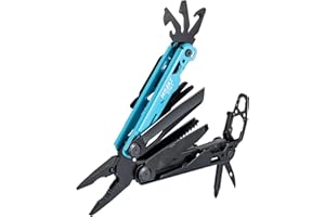 HAZET Multitool 2159-1 13-in-1 Stainless Steel Long Nose Pliers Knife Saw Screwdriver Hex Key Scissors Belt Clip with Heavy D
