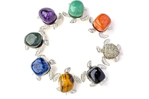 Apengshi 8 PCS for Teens Crystal Figurines Turtle Natural Animal Figurines Sea Animal Jade Gemstone Carving Handmade Tabletop Ornament (8-PCS-Rolling-Turtle)