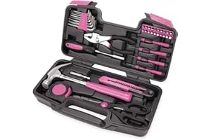 40-Piece All Purpose Household Pink Tool Kit for Girls, Ladies and Women - Includes All Essential Tools for Home, Garage, Off