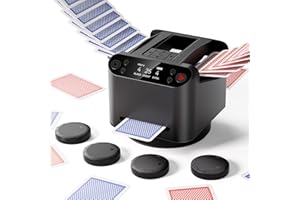 BIFTU Automatic Card Shuffler & Dealer for 1-2 Decks, Rechargeable, Remote Card Calling, Ultra Quiet, Supports Up to 12 Players, Preset Games for Poker, UNO, Blackjack, Texas Hold'em, Crazy Eights & More