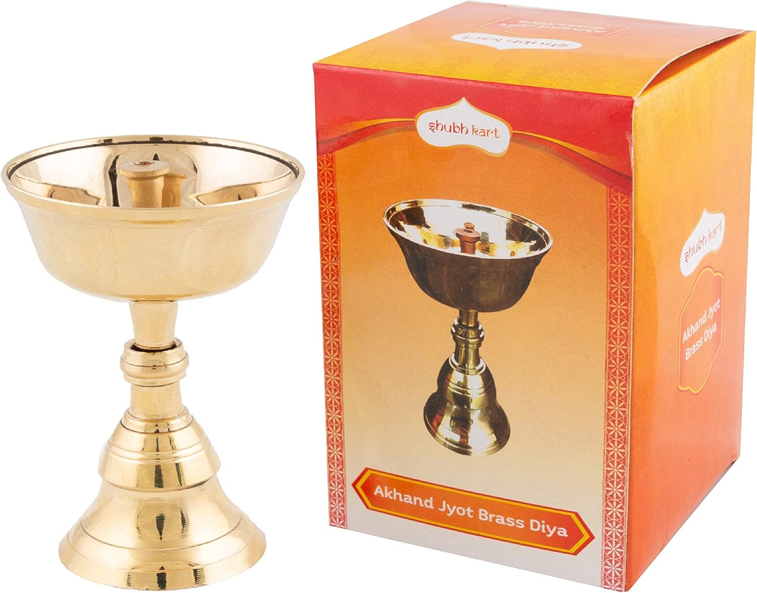 Oil Lamps & Accessories - Shubhkart Pyali Stand / Akhand Jyot Brass Diya/Puja Deepak/deep/deepam (3 inch)