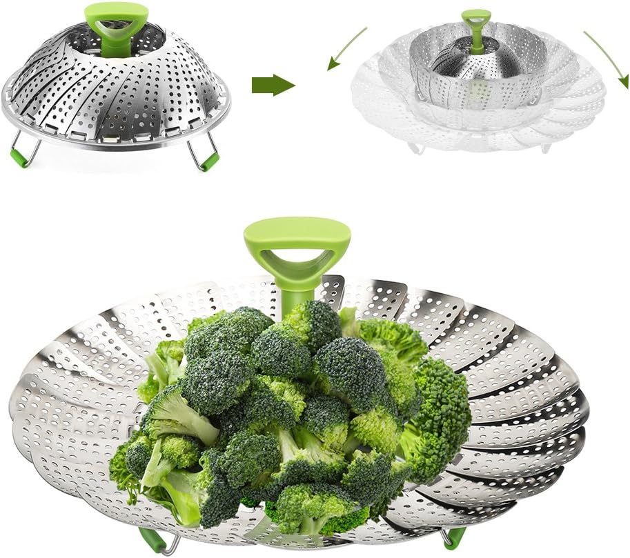 Steamer Basket, Joinkitch Stainless steel Food Steamer Insert Adjustable (7’’ to 11’’) With Handle For Instant Pot Pressure Cooker For eggs, Vegetables, Seafood and baby’s food