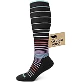 HAPIU Merino Wool Easy On Compression Socks for Women & Men, 15-20 mmHg, Plus Size Knee High Stocking for Nurses, Pregnancy, Travel, Flight, Medias de Compresión Mujer