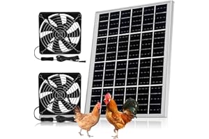 Roodike 5.5" Bigger Solar Dual Fan Kit, 25W High Velocity Solar Powered Fans for Chicken Coop Greenhouse Shed, DIY Intake or Exhaust Air with IP67 Waterproof for Outdoor, 3500RPM Fan Speed