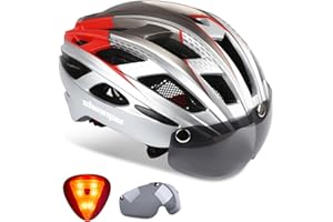 Shinmax Bike Helmet, CPSC/CPC Bike Helmet for Adult Men Women with Magnetic Goggles&Led Back Light Cycling Helmet Adjustable SM-T69