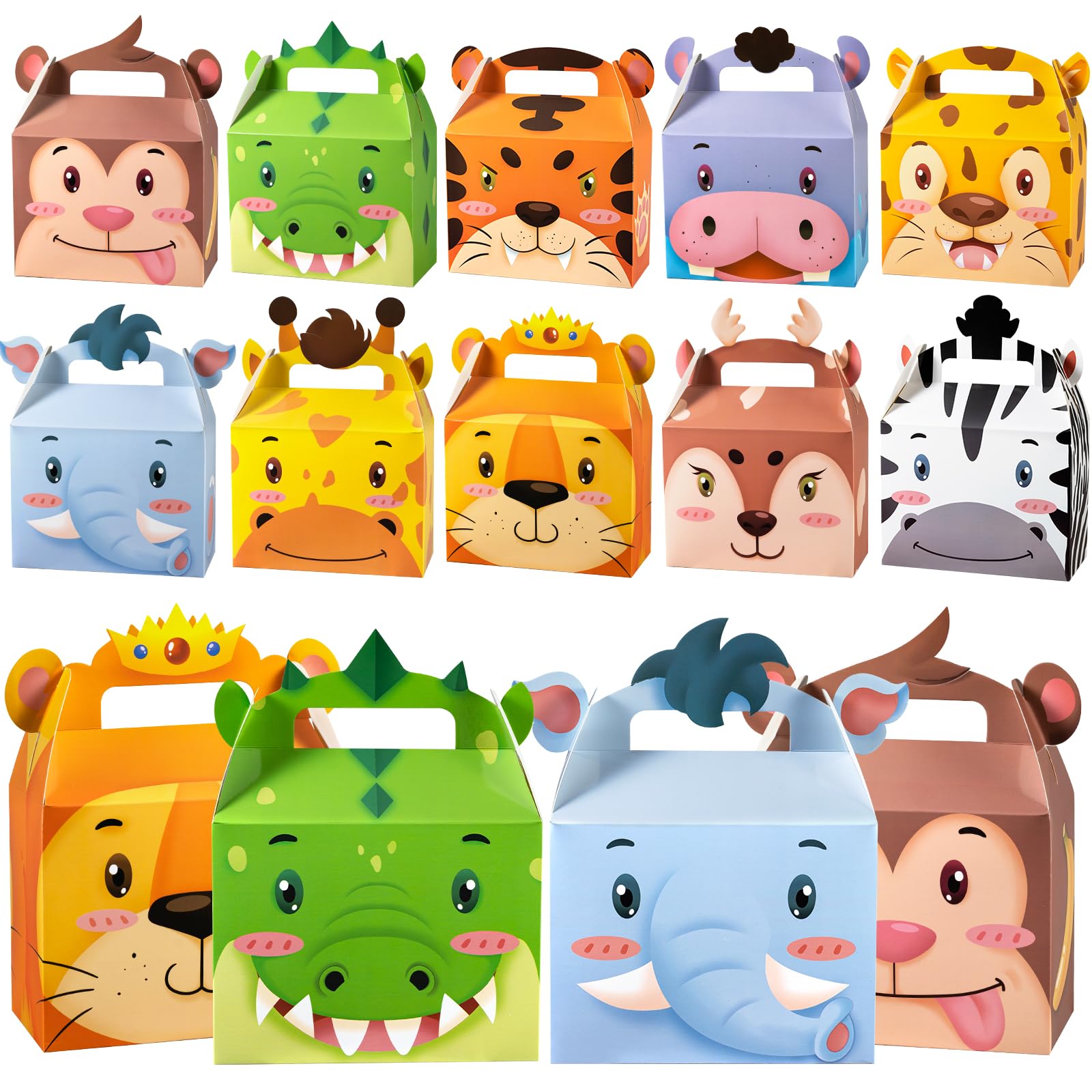 20 Pcs Animal Party Favor Boxes,Animal Theme Party Goodie Bags,Kid's Animal Birthday Gift Boxes to Put Candies.