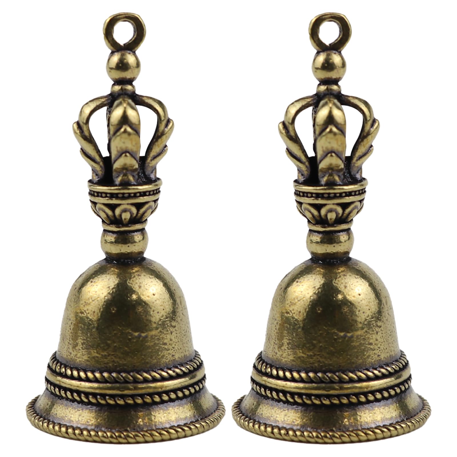FERCAISH 2 Pieces Mini Hand Bell Vintage Brass Bell Christmas Tree Decoration Bells DIY Key Circle Pendant Small Bell Bell for Crafts