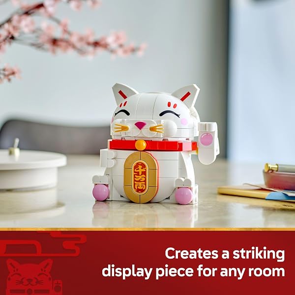 LEGO LUCKY CAT BUILDING TOY FOR GIRLS & BOYS – SMILING CAT W/WAVING PAW FUNCTION FOR KIDS, AGES 9+ – HOME DECOR FOR SPRING FESTIVAL & CHINESE NEW YEAR CELEBRATIONS – GIFT IDEA FOR BIRTHDAYS – 40813