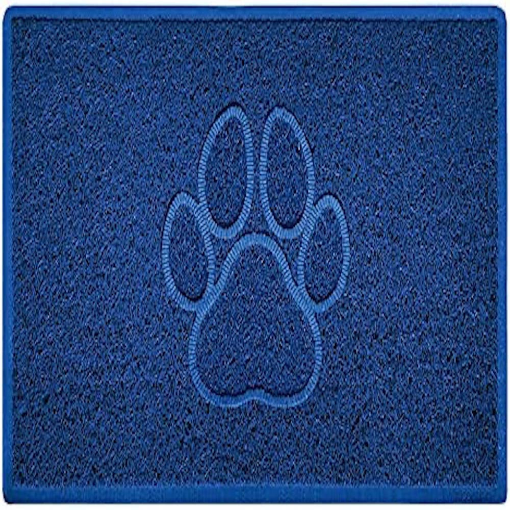 Nicoman Paw Embossed Shape Indoor Outdoor Dirt-Trapper Door Mat Washable Barrier Heavy Duty Doormat - (Watertight Rubber-Back, Medium, Blue, 75 x 44cm)