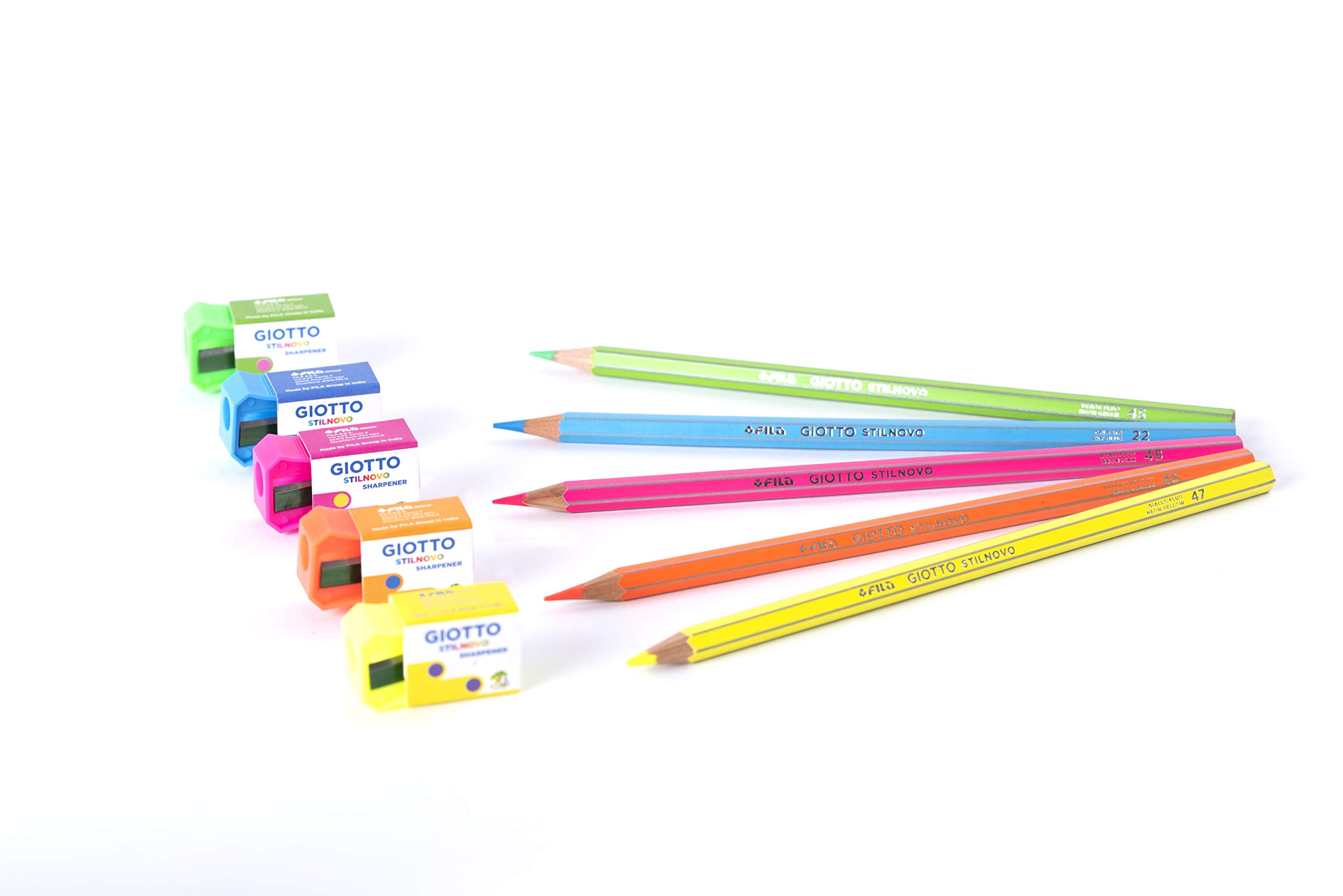 Giotto- Set of 5 Stilnovo Sharpener, Assorted Colours 024200