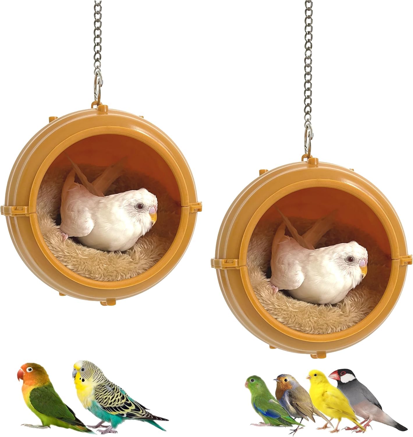 Photo 1 of 2pcs Bird Nest for Cage Swing, Chewproof Small Bird Bed Hanging House Hut, Washable Parakeet Nest to Lay Eggs Breeding, Soft Parakeet Warm Bed Sleeping, Finch Nest for Parrot Budgie Love Bird Canary