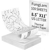 FungLam Thermal Printer Paper 8.5&rdquo; x 11&rdquo;, US Letter Thermal Papers, Continuous Perforated Folding Paper, Compatible with JADENS/Itari M08F Printers, 100 Sheet.