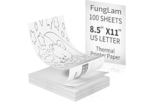 FungLam Thermal Printer Paper 8.5” x 11”,Thermal Papers,Continuous Thermal Printer Paper, MultipurposeThermal Paper for PortableThermal Printers,JADENS/Itari Printers,100 Sheet.