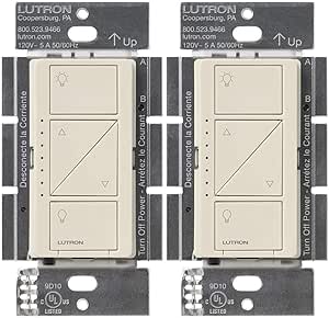 Lutron Caseta Wireless Smart Lighting Dimmer Switch for Wall &amp; Ceiling Lights, PD-6WCL-LA, Light Almond, Compatible with Alexa, Apple HomeKit, and The Google Assistant (2 Pack) (Light Almond)