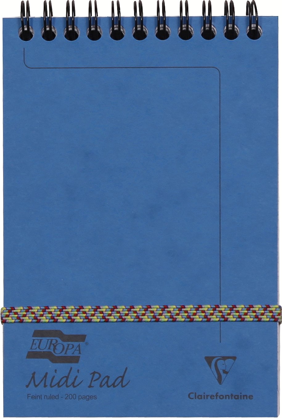 Clairefontaine - Ref 3118Z - Europa Midi Wirebound Pad (200 Pages) - 10.2 x 15.2cm in Size, 90gsm Brushed Vellum, Lined Rulings, Premium Pressboard Cover - Blue
