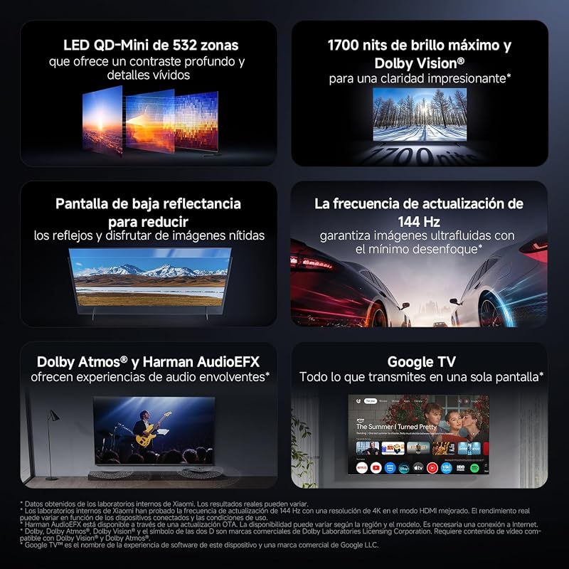 TV S Pro Mini LED 65, Smart TV, Dolby Vision, Dolby Atmos, 4k QLED, 144Hz, Google TV, HDR 10+, Triple Tuner, DVB T2, MEMC, DTS-X, Harman AudioEFX, Prime Video, Google Assistant, Airplay2 — foto 2 de 8