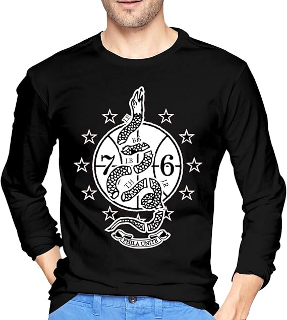 Amazon.com: DAHWY Sixers Phila Unite Coat of Arms Casual Men's Long Sleeve T-Shirts 0 Black 