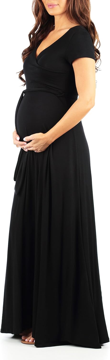 Maternity Short Sleeve Dress with Belt for Baby Shower or Casual Wear at  Women’s Clothing store