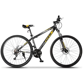 Murtisol 27.5’’ Adult Mountain Bike Hybrid Bicycle with 21 Speed，Suspension/Dual Disc Brake in 4 Colors，Blue/Grey/Yellow/White Black
