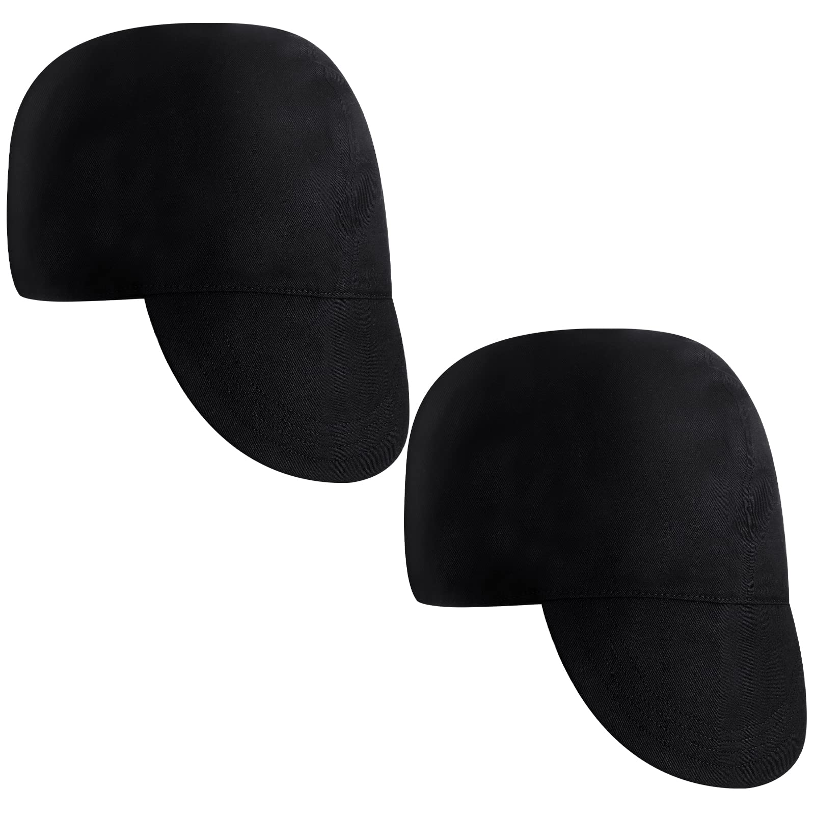 Photo 1 of 2 Pcs Welding Cap Flame Resistant Cotton Welding Hat Mesh Inside Liner for Welders Caps Elastic Low Crown for Welder Electrician Gas Station Matched with Most Helmet(Black)