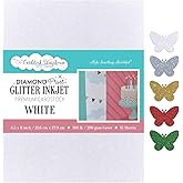 Cardstock Warehouse Diamond Print Inkjet Glitter - Premium White Glitter Cardstock Paper &ndash; 15 Sheets, 8.5 x 11" - 104 lb/280 GSM for Inkjet Printing, Die-Cutting, Card Making, Crafts, and DIY Projects