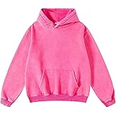OSACOD Mens Oversized Hoodies Pullover Vintage Sweatshirt Acid Wash Heavyweight Plush Cotton Baggy Streetwear Top Athletic