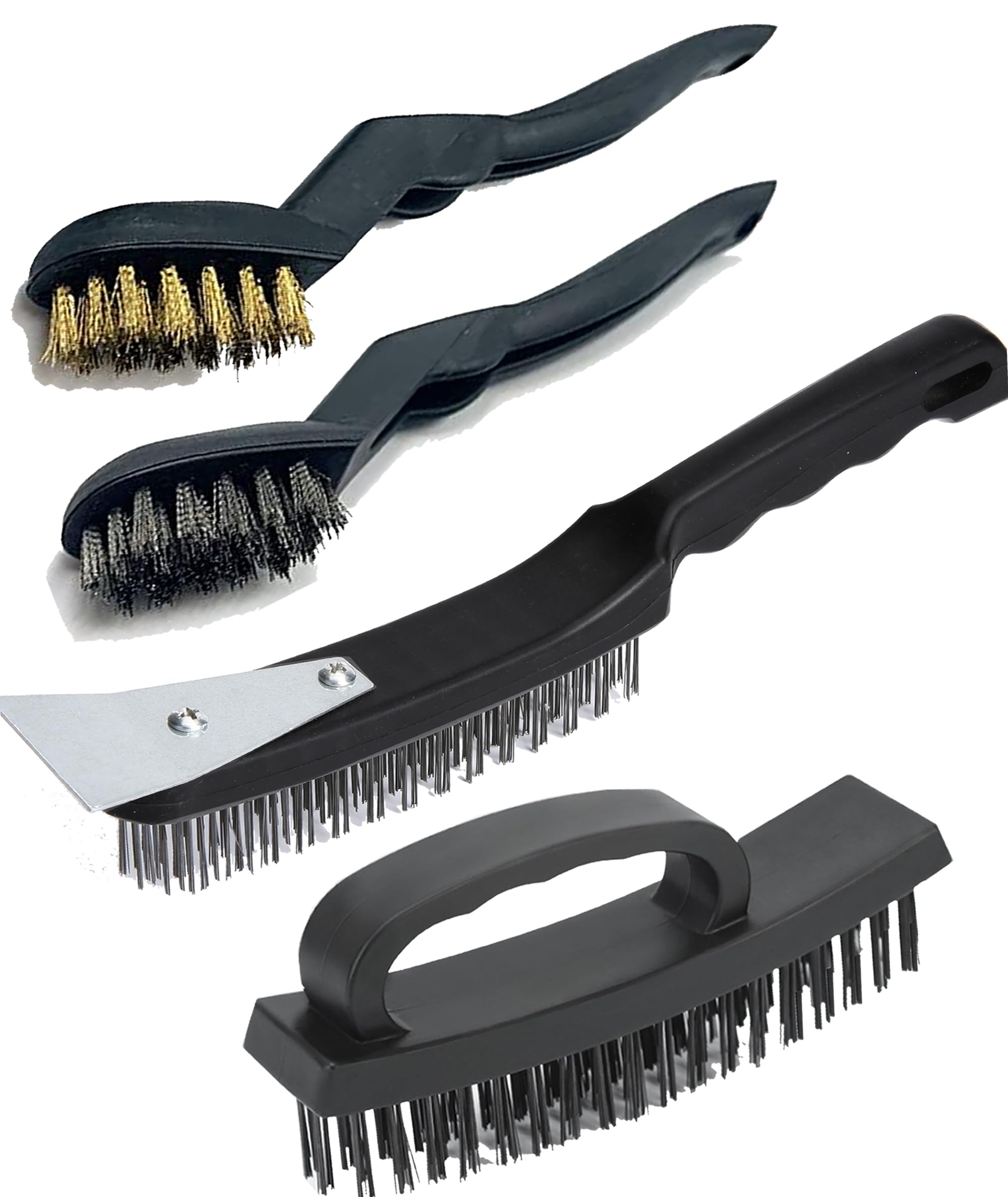 Wire Brush Set of Heavy Duty,Wire Brushes for Cleaning Rust and Heavy Dirt,4Pcs Multi-function BBQ Wire Brush for Rust Removal
