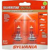 SYLVANIA H7 SilverStar Ultra Halogen Headlight Replacement Bulb, 2 Bulbs | Ultra Night Vision for the Farthest Downroad, Whiter Light, and More Clarity for High Beam, Low Beam, and Fog Replacement