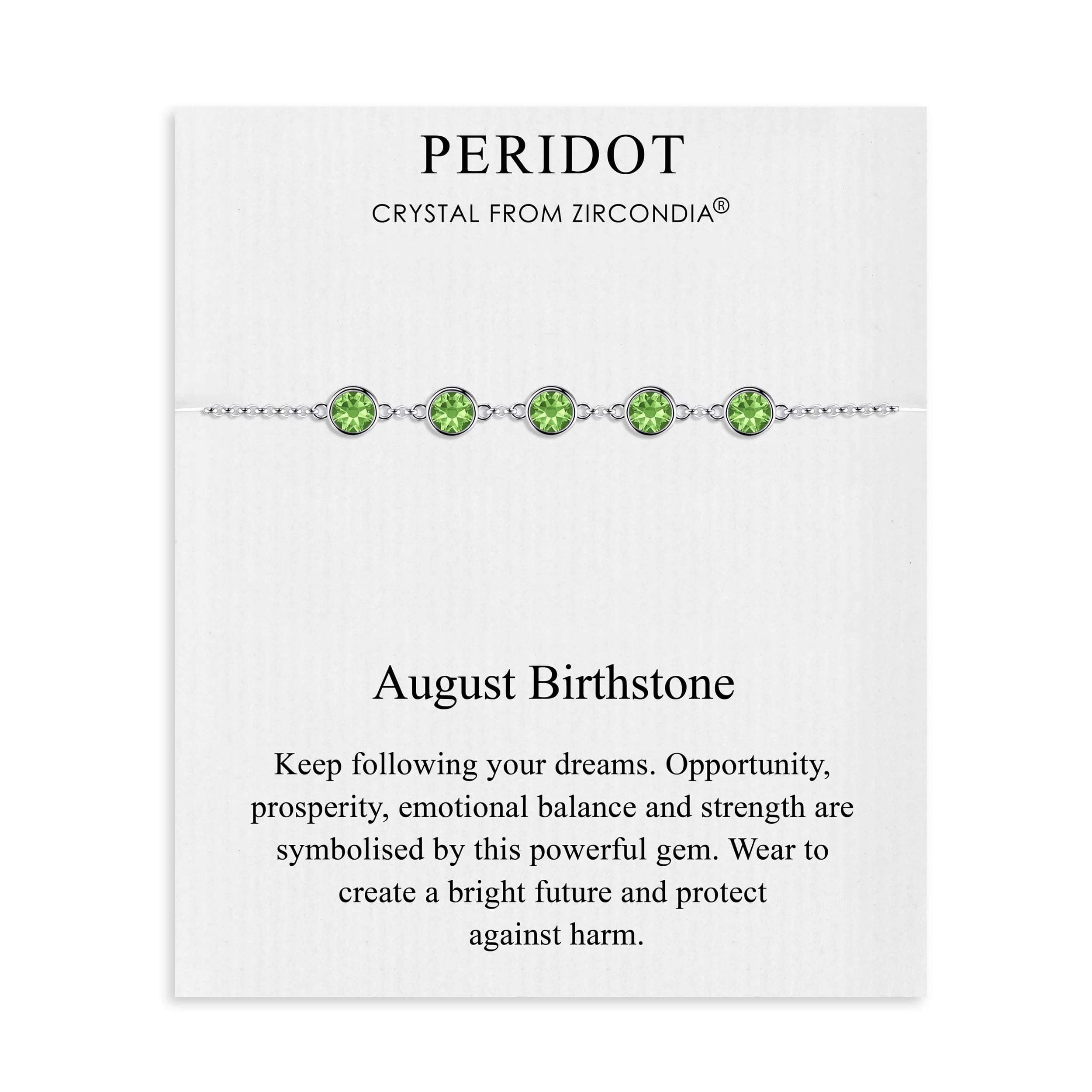 Philip Jones August Birthstone Bracelet Created with Peridot Zircondia® Crystals