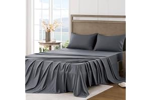 FreshCulture Queen Sheet Set - Ultra Soft Sheets for Queen Size Bed - Brushed Microfiber - Deep Pockets - Easy Care - Cooling & Breathable - 4 Pieces Hotel Luxury Queen Bed Sheets (Dark Grey)