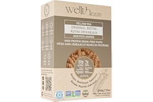 WELLTH FOODS WELLTH Original High Protein Pasta | Family Size Value Pack (340g) | 100% Natural Ingredients (Yellow Pea) | Grain Free, Gluten Free, High Fiber, Vegan, Vegetarian Pasta with 22g Protein