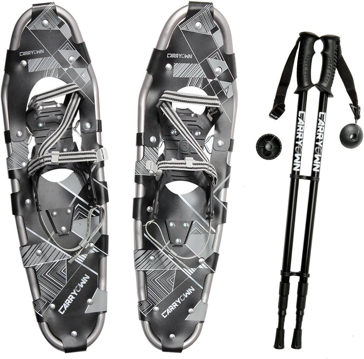 Carryon Snowshoes 21 25 30 For Men Women With Pair Antishock Snowshoes Poles Free Carrying Tote Bag Carbon Steel Toe 21 Inches Amazon Ca Sports Outdoors