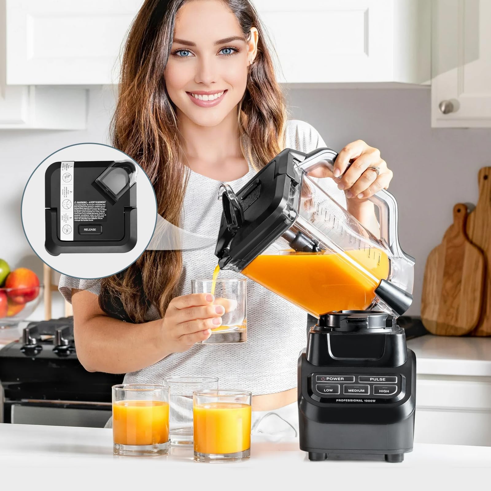 Lid Replacement for Ninja Blender 72 OZ Pitcher, Replacement Parts Top Locking Lid Cover for Ninja Blender BL770 BL740 BL772Q BL773CC0 BL665Q, Ninja New Model Food Processor Accessories