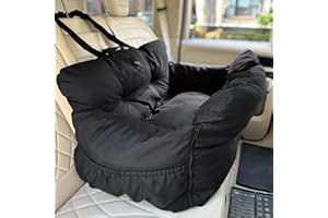 JACKO & CO Premium Medium Dog Car Seat – Safe & Cozy Travel Bed for Small & Med Dogs, Puppies & Pets 25–40 lbs, Clip-On Leash, Storage Pockets, Water-Resistant, Machine Washable (Black, Medium)