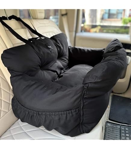 Siège Rehausseur Auto Pour Chien Grand/Moyen Ou 2 Petits Chiens - Imperméable, Coussin Épais, Poches De Rangement - Noir, Dimensions 81x52x30 Cm