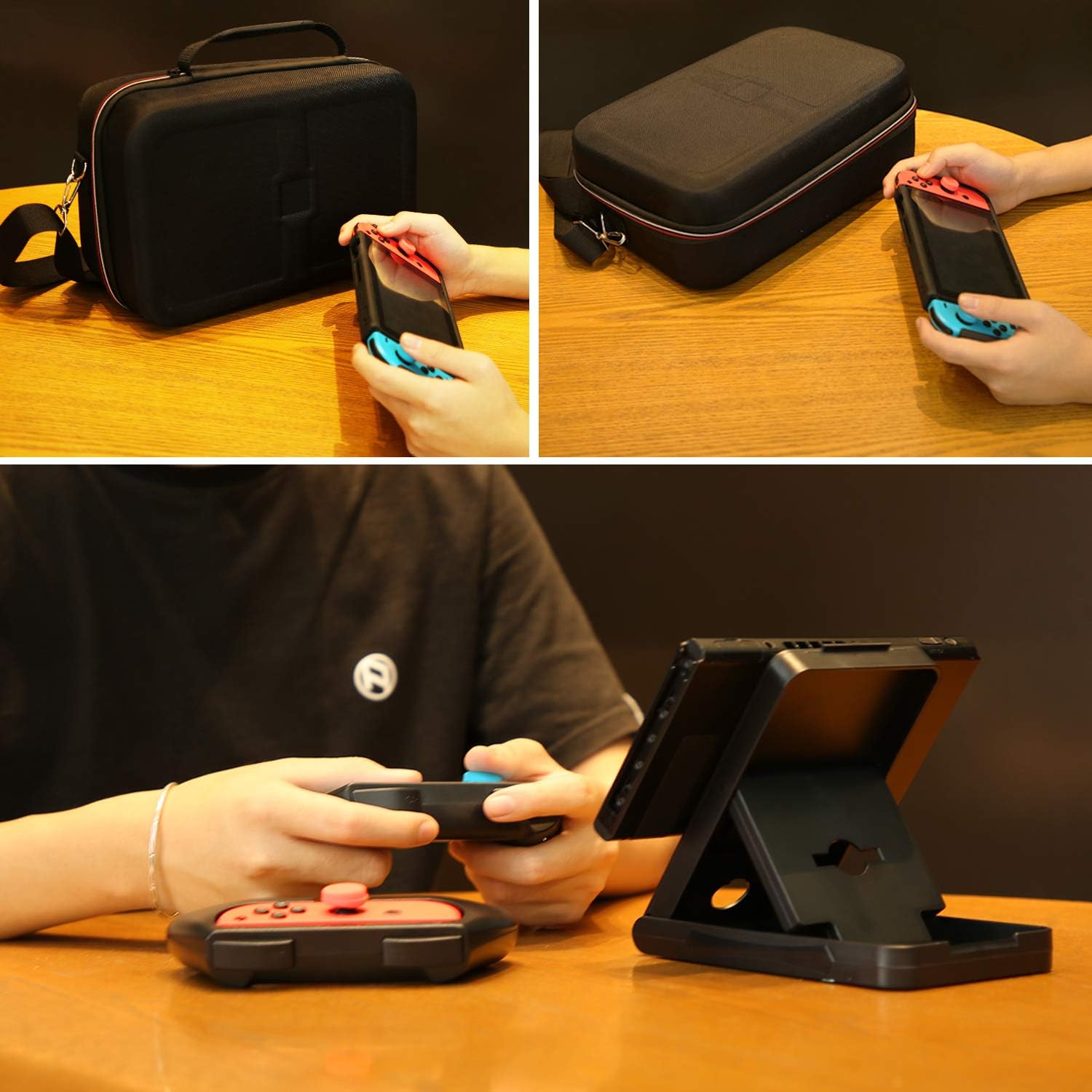 HEYSTOP Case & Accessories Kit for Nintendo Switch, 12 in 1 Switch Carry Case, PlayStand, Joycon Steering Wheel, Joycon Grip, Screen Protector, Protective Case Cover, Thumb Grips, Charger Cable: Electronics