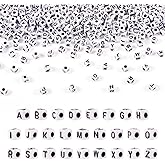 FASHEWELRY 1300Pcs Square Acrylic Letter Beads 4-5mm Cube Letter A-Z Alphabet Beads White Pony Beads for DIY Friendship Bracelet Jewelry Making