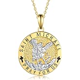 TYSO Saint Michael Medal/Guardian Angel Necklace 925 Sterling Silver for Women Men