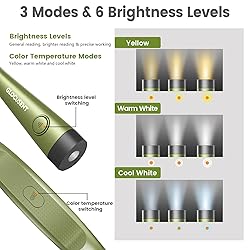 Glocusent Book Light, 3-Color & 6-Brightness