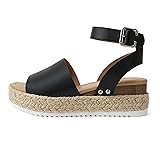 Soda Topic Open Toe Buckle Ankle Strap Espadrilles