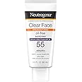 Neutrogena Clear Face Liquid Lotion Sunscreen for Acne-Prone Skin, Broad Spectrum SPF 55 with Helioplex Technology, Oil-Free,