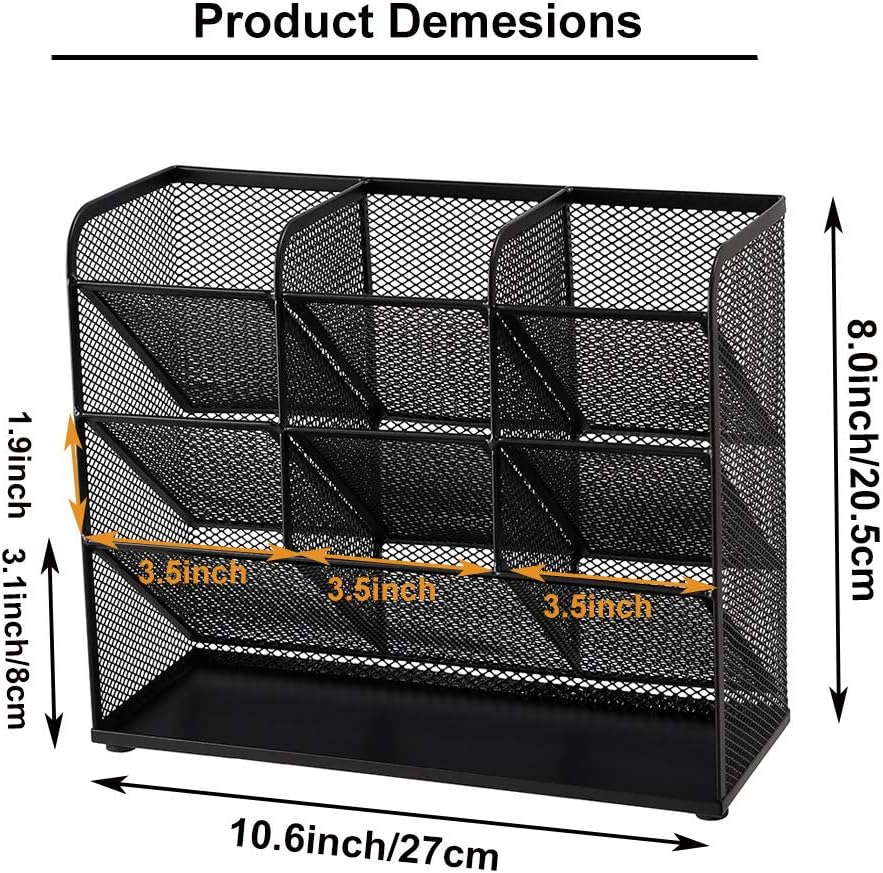 Marbrasse Mesh Desk Organizer, Multi-Functional Pen Holder, Pen Organizer for desk, Desktop Stationary Organizer, Storage Rack for School Home Office Art Supplies (Black): Home Improvement