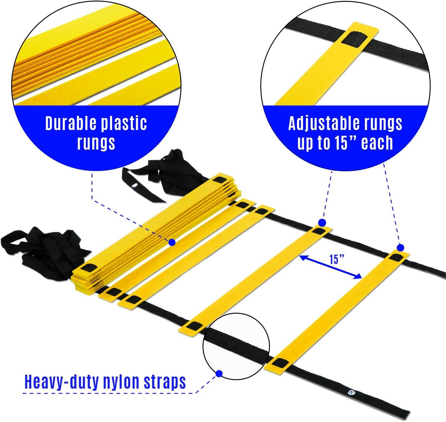 Yes4All Agility Ladder – Speed Agility Training Ladder with Carry Bag – 12 Rung (Yellow) : Speed And Agility Training Ladders : Sports & Outdoors