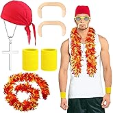 MARCSONNIA 8 Piece Halloween Wrestler Costume Accessories Set Perfect for Themed Parties & Group Fun