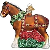 Old World Christmas Holiday Clydesdale Glass Blown Ornament for Christmas Tree, Handcrafted Holiday Decoration, Farm Animal Collection
